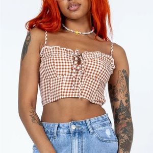 Braylon Top Brown Gingham